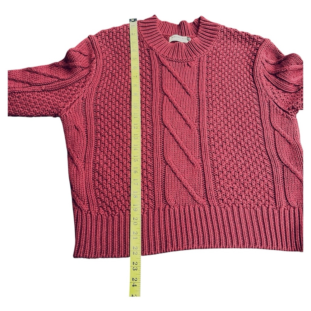 Jackson Rowe Mulled Wine Cotton Neptune Cable Knit Crew Neck Sweater (XS) - Picture 11 of 14